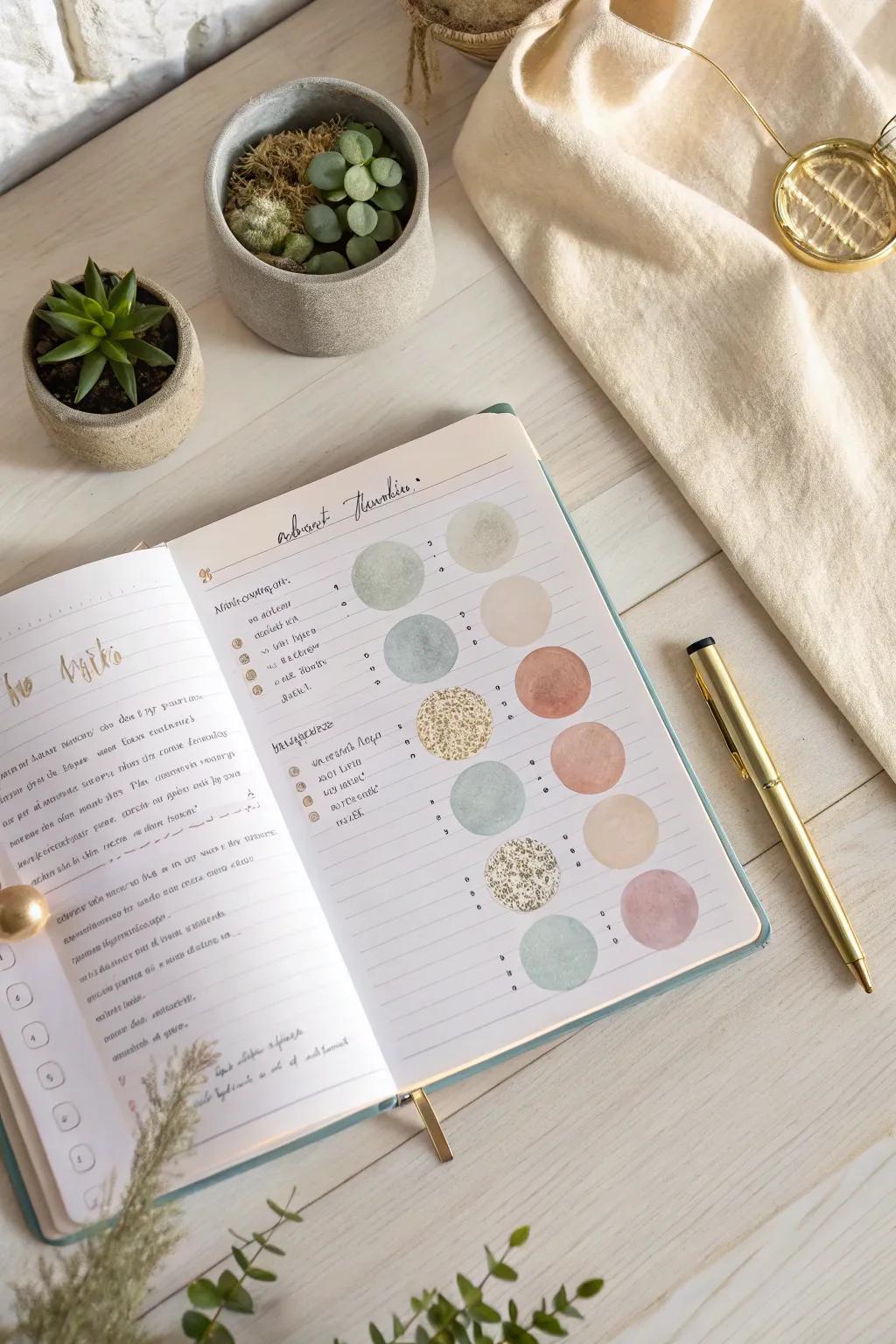 Find serenity and organization with this chic mood tracker and planner journal. Perfect for those who love Scandinavian minimalism with a boho twist.