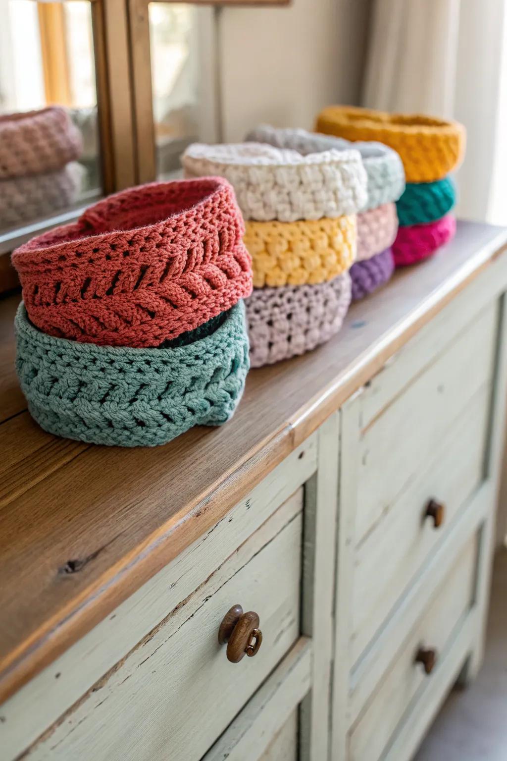 Crochet headbands are both fashionable and functional.