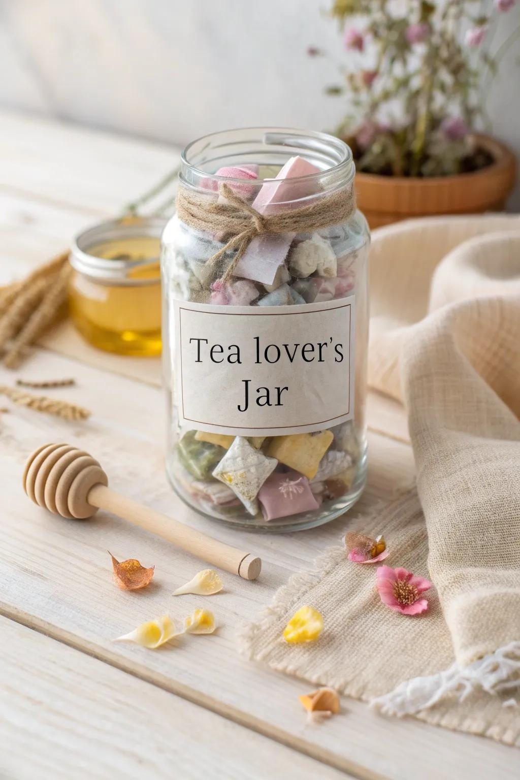 Gift a touch of warmth and simplicity with a Tea Lover's Jar, perfect for a cozy moment.