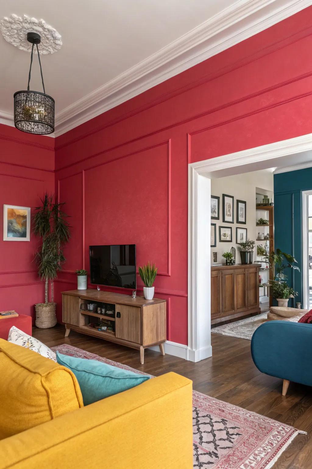 A bold paint color can turn a blank wall into a vibrant focal point.