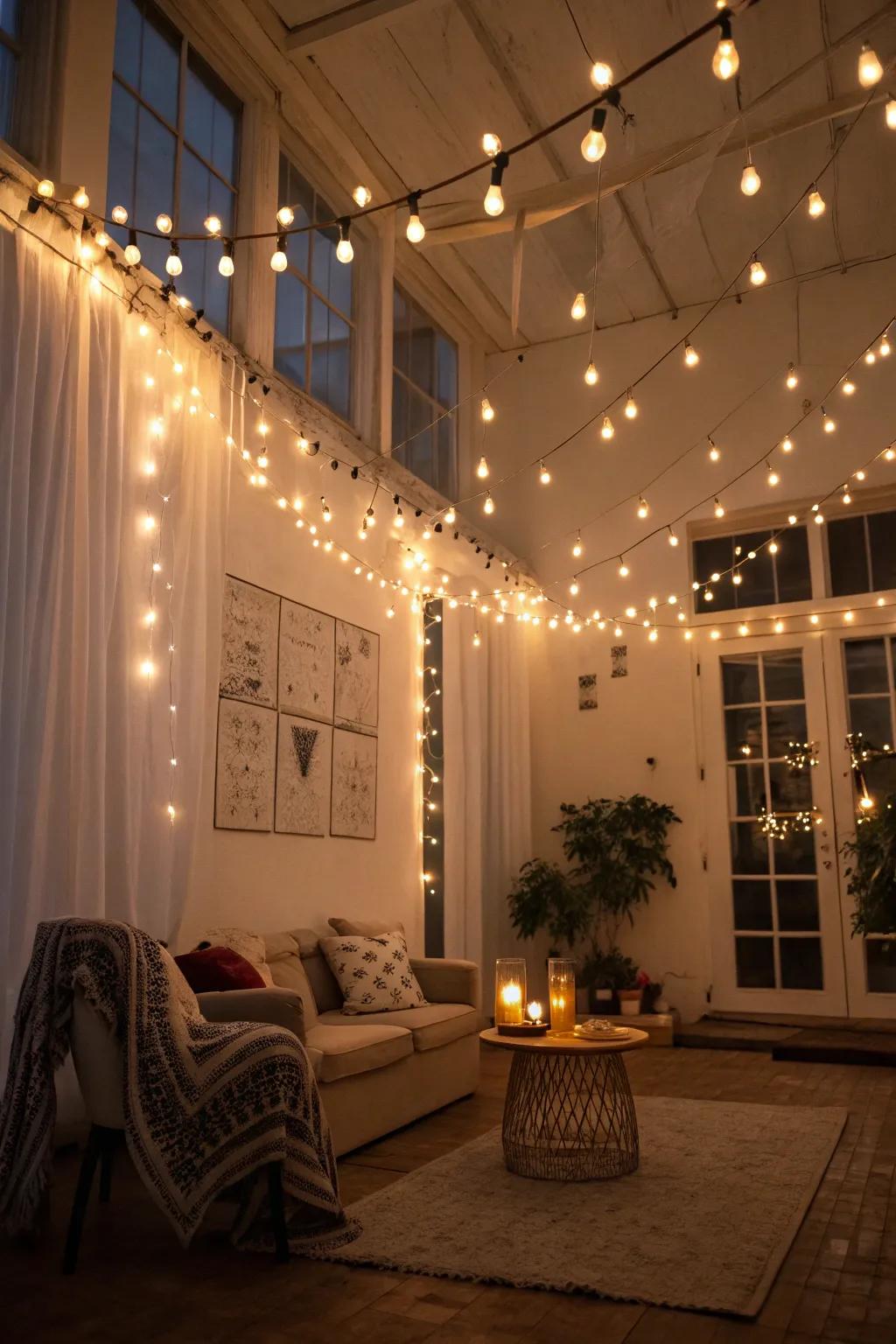 Fairy lights cast a soft glow that transforms any space.