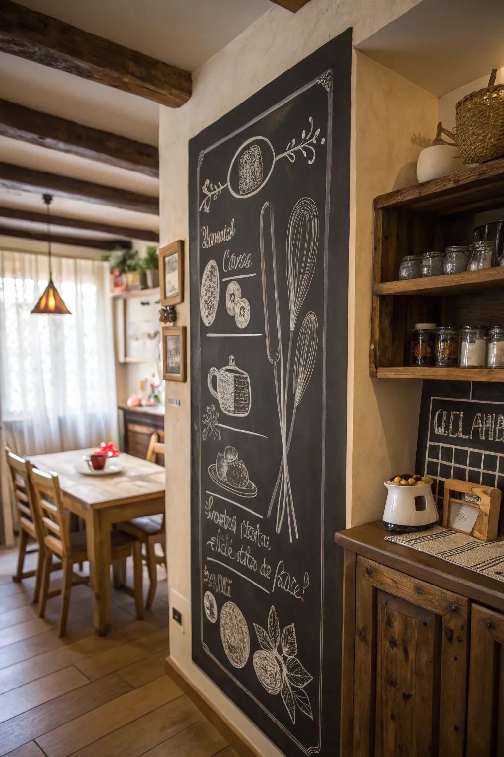 Chalkboard art adds charm and personality.