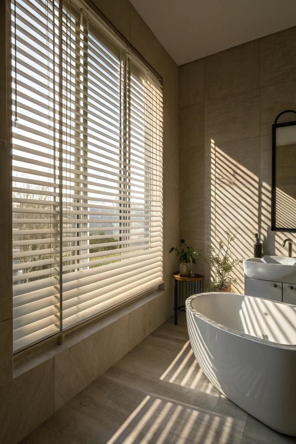 Balance light and privacy with Venetian blinds.