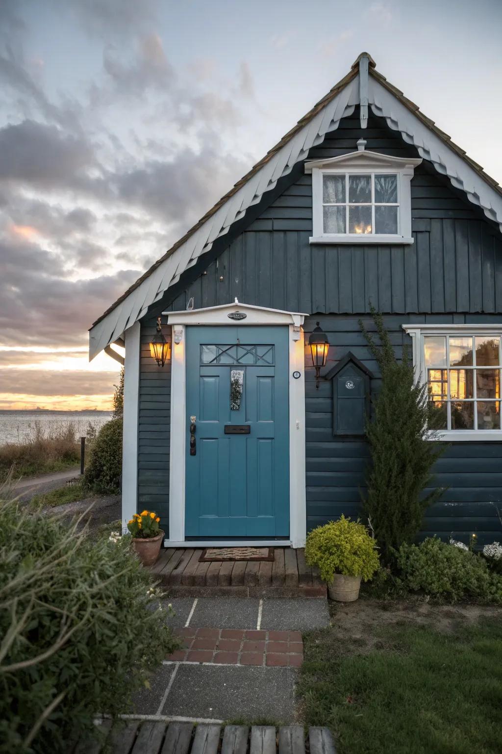 Dusky blue doors bring understated elegance to cottage renovations.