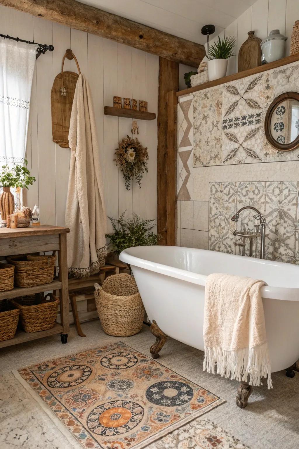 A freestanding bathtub offers a luxurious and inviting centerpiece.