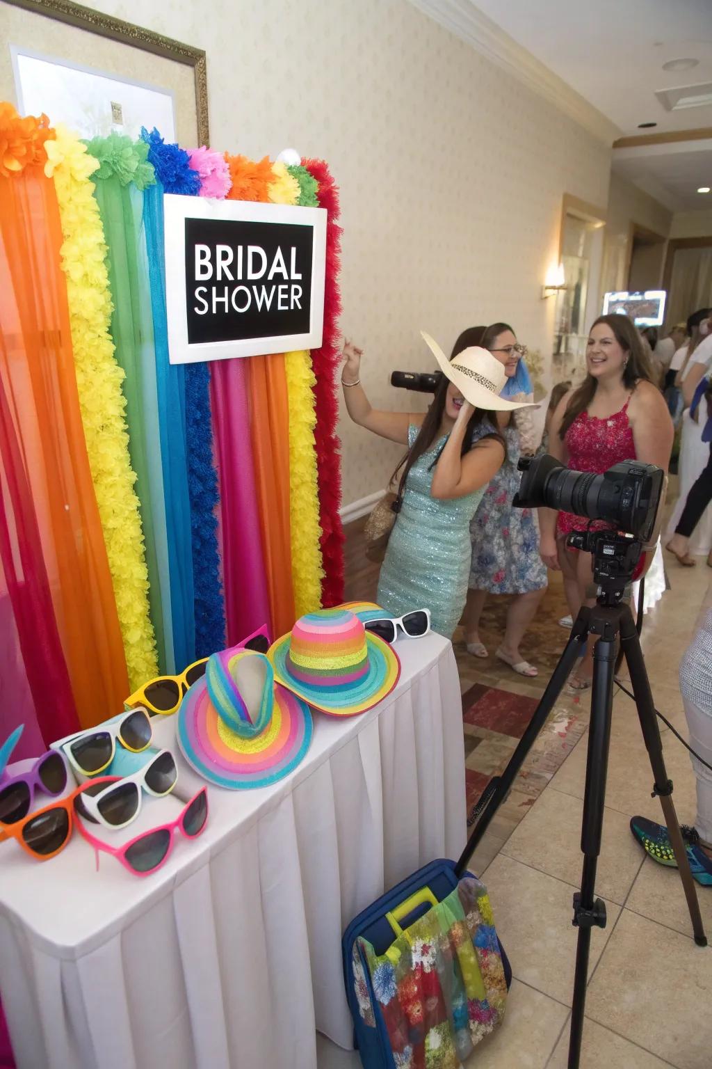 A photo booth with props ensures fun and memorable moments.