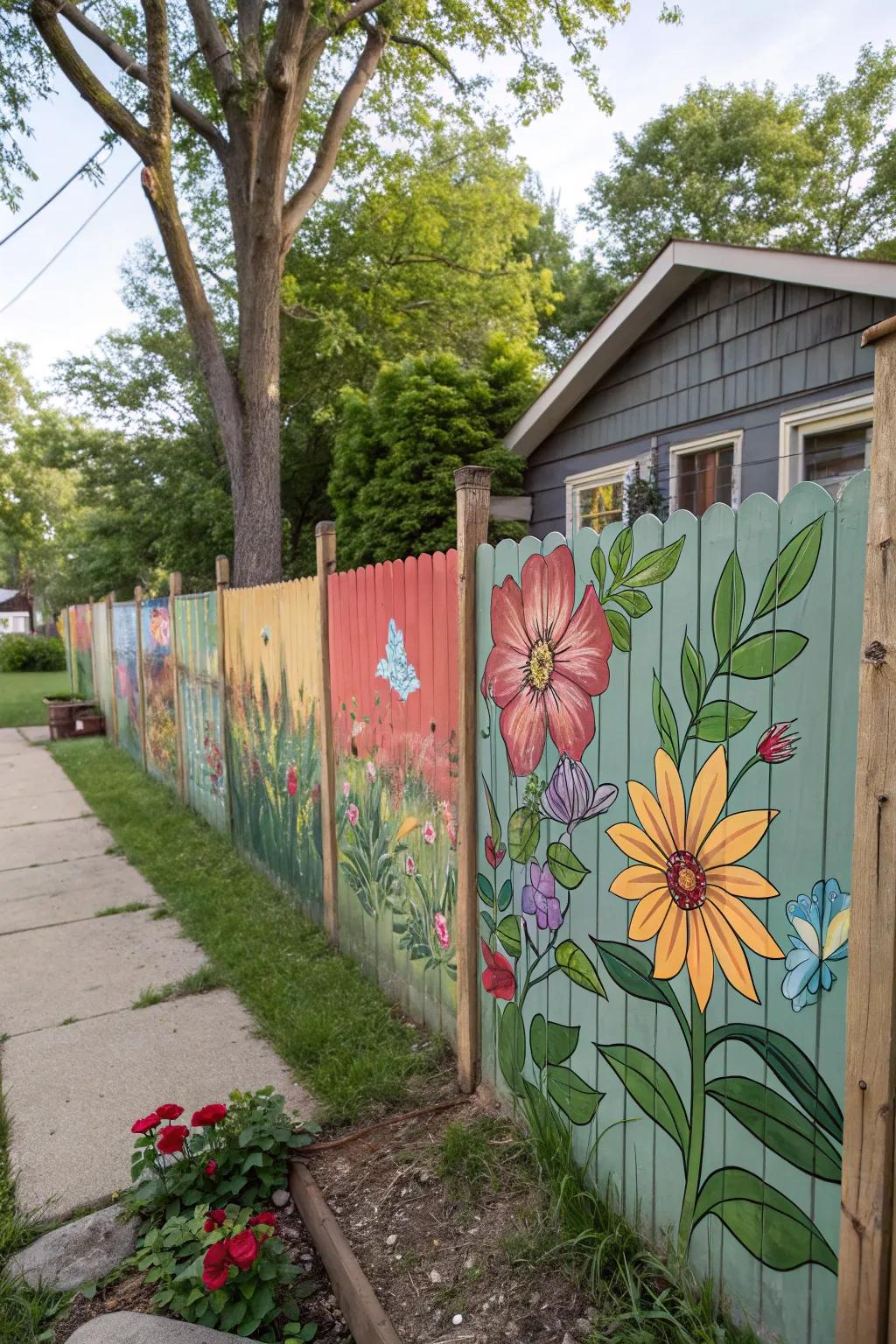 A garden mural adds a splash of creativity and color.