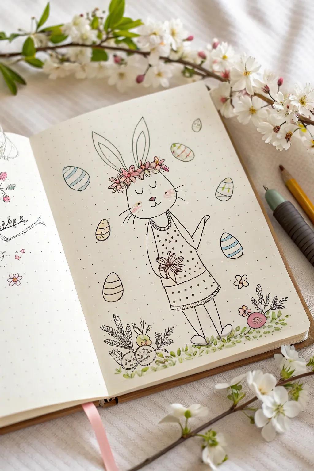 Embrace the playful spirit of Easter with whimsical bullet journal doodles – where simplicity meets creativity!