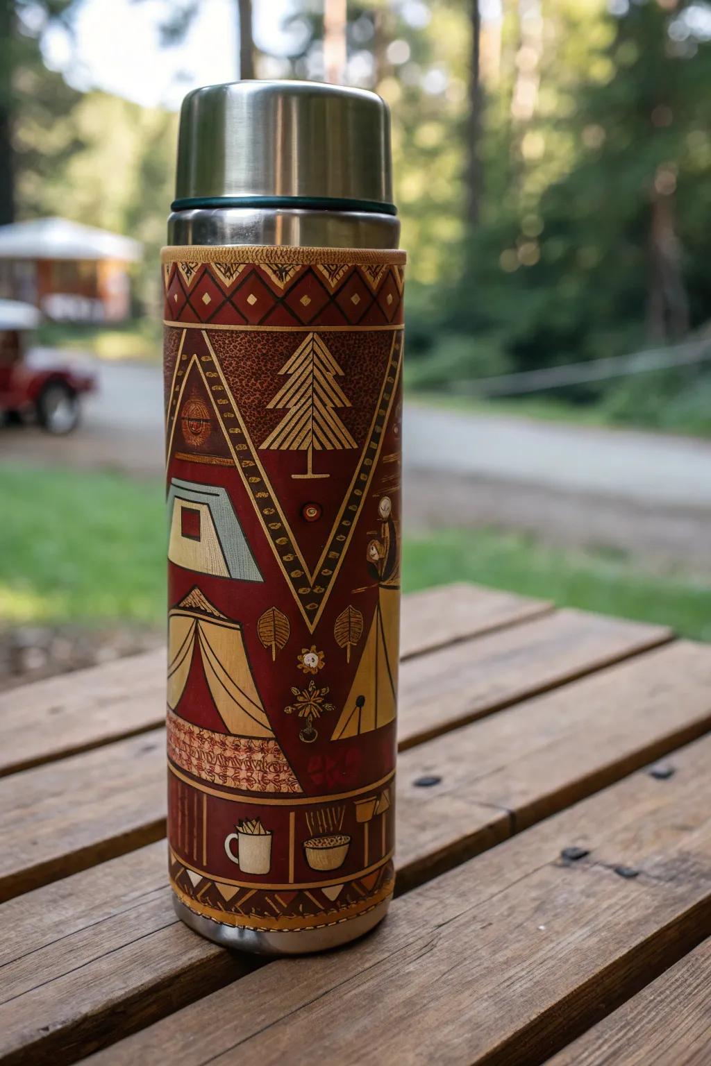 Elevate your camping gear with a touch of nostalgia - Discover the art of Cricut vinyl on vintage thermos designs.
