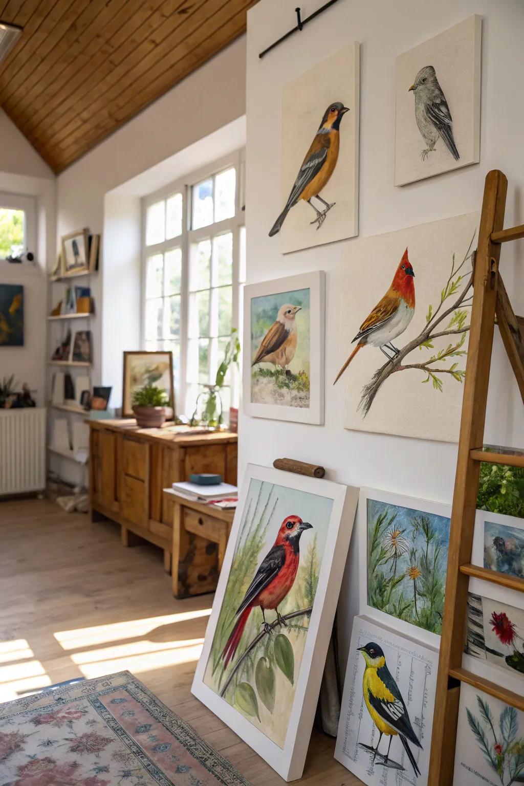 Flutter into creativity with bird-themed paintings.