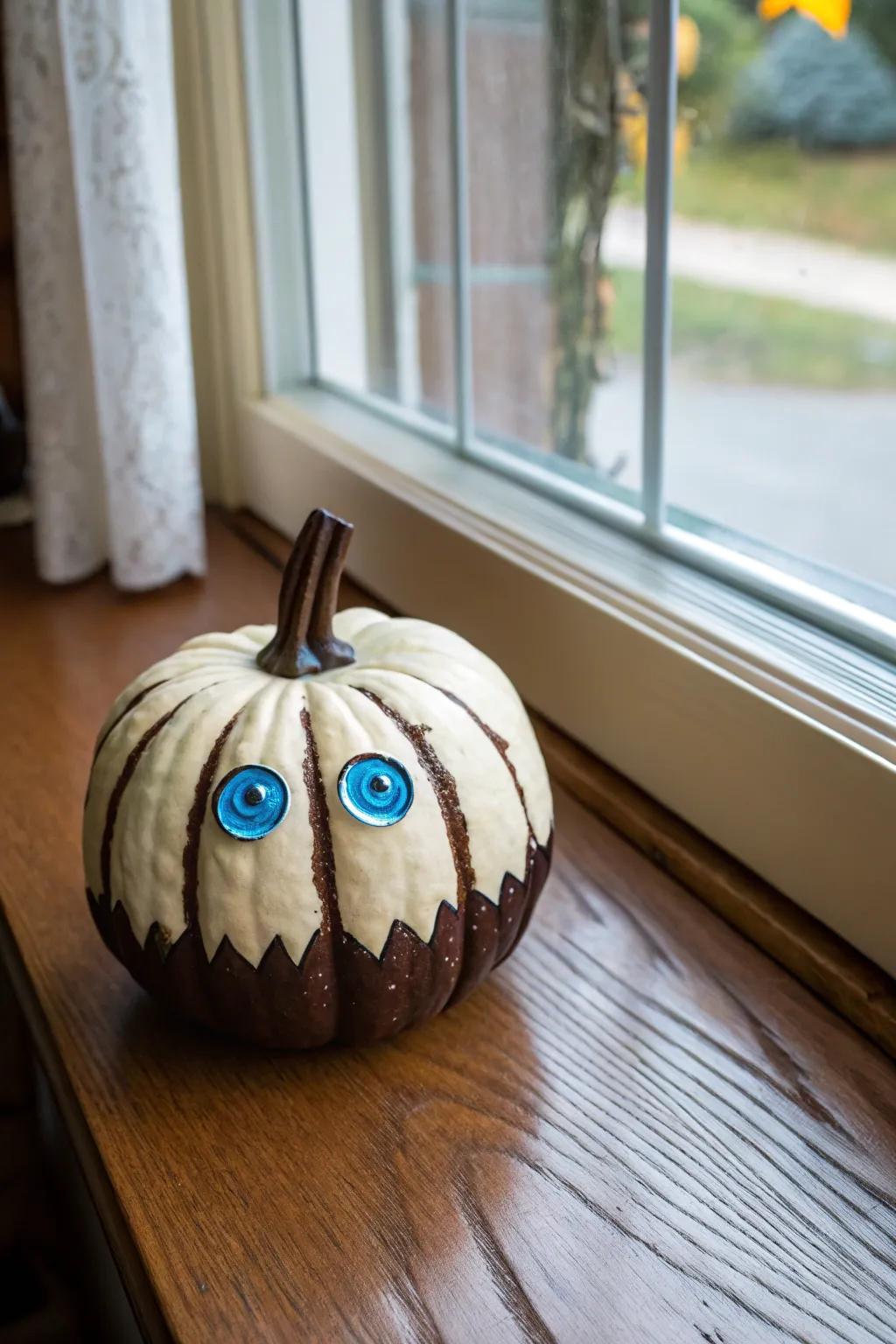 A Siamese cat pumpkin with exotic charm.