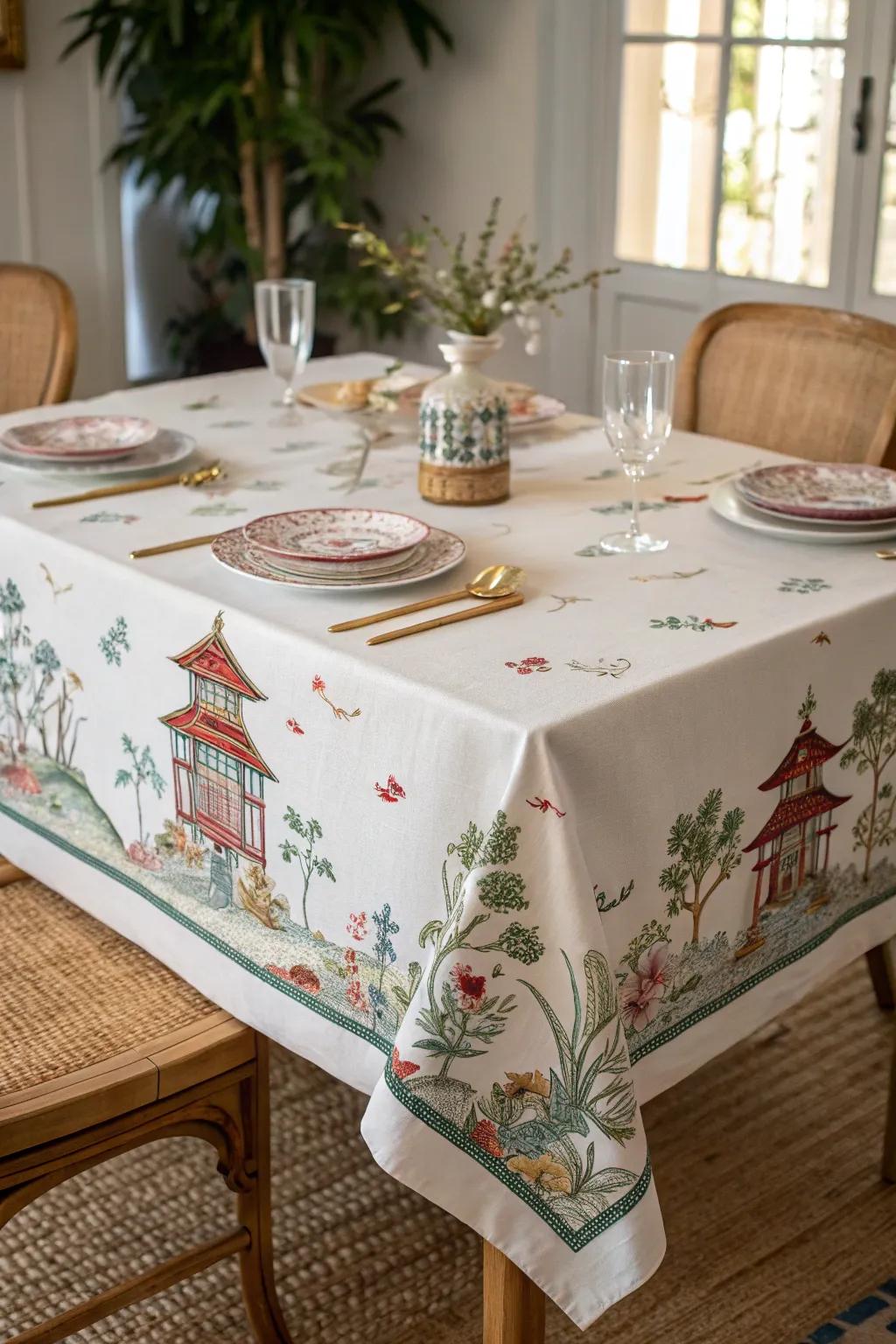 Whimsical chinoiserie adding fun to the dining experience.