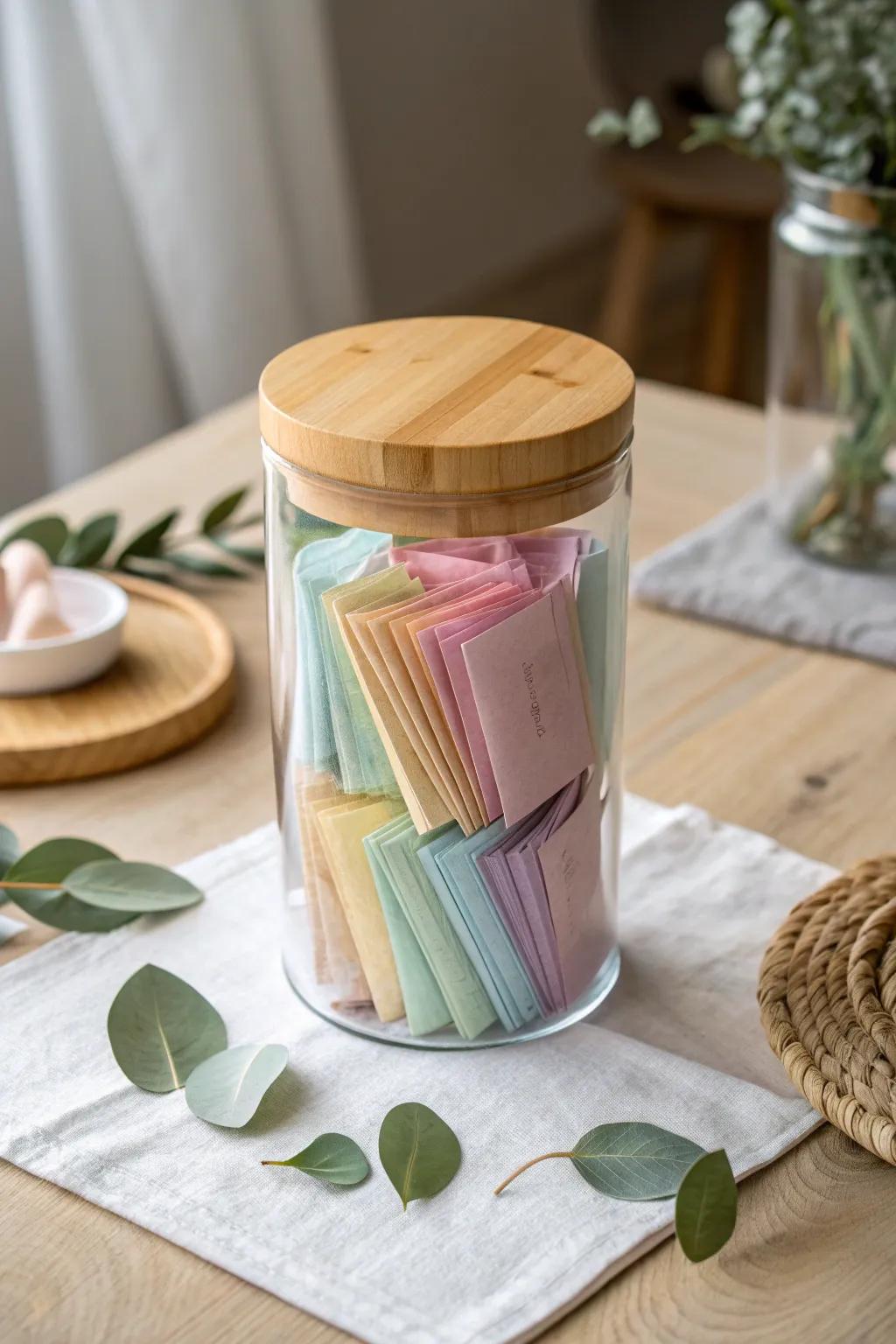 Add a fun twist to your routine with a beautifully crafted chore jar, where surprises await in every slip!
