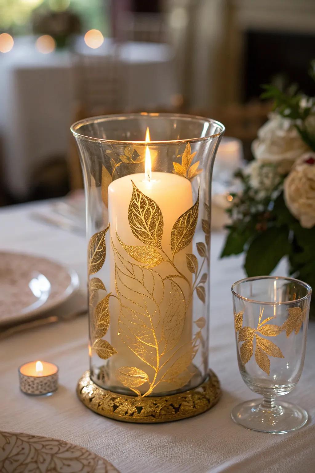 Add a touch of luxury with a golden glow centerpiece.