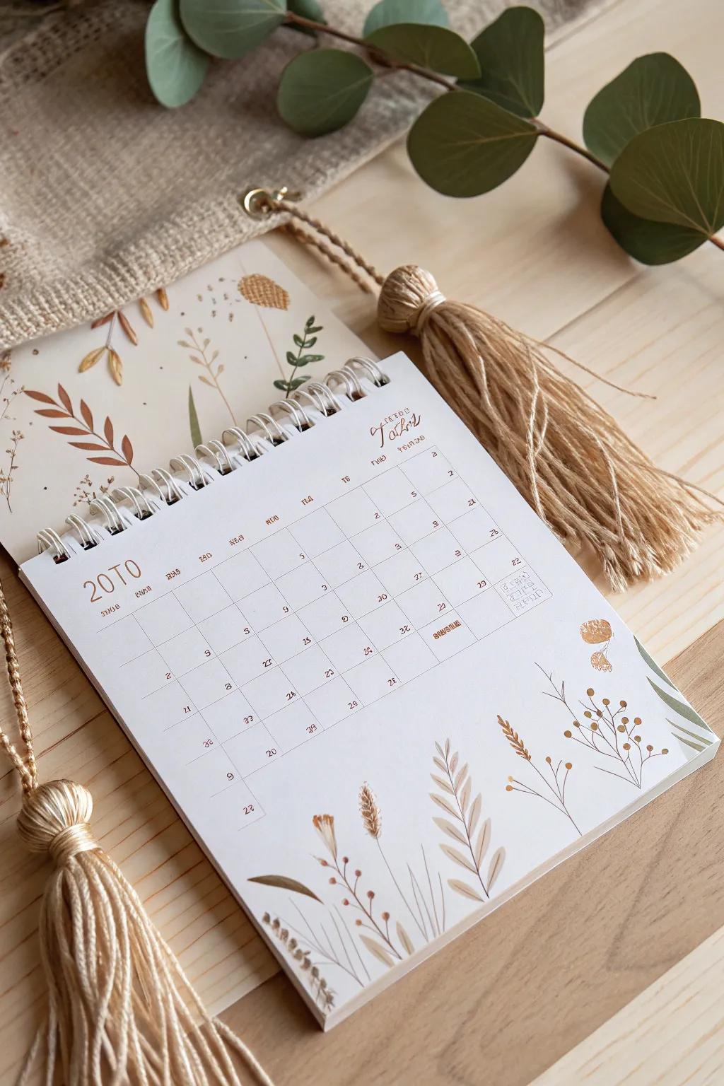 Embrace the holiday spirit with a charmingly minimalist mini calendar, perfect for planning and counting down the festive days.