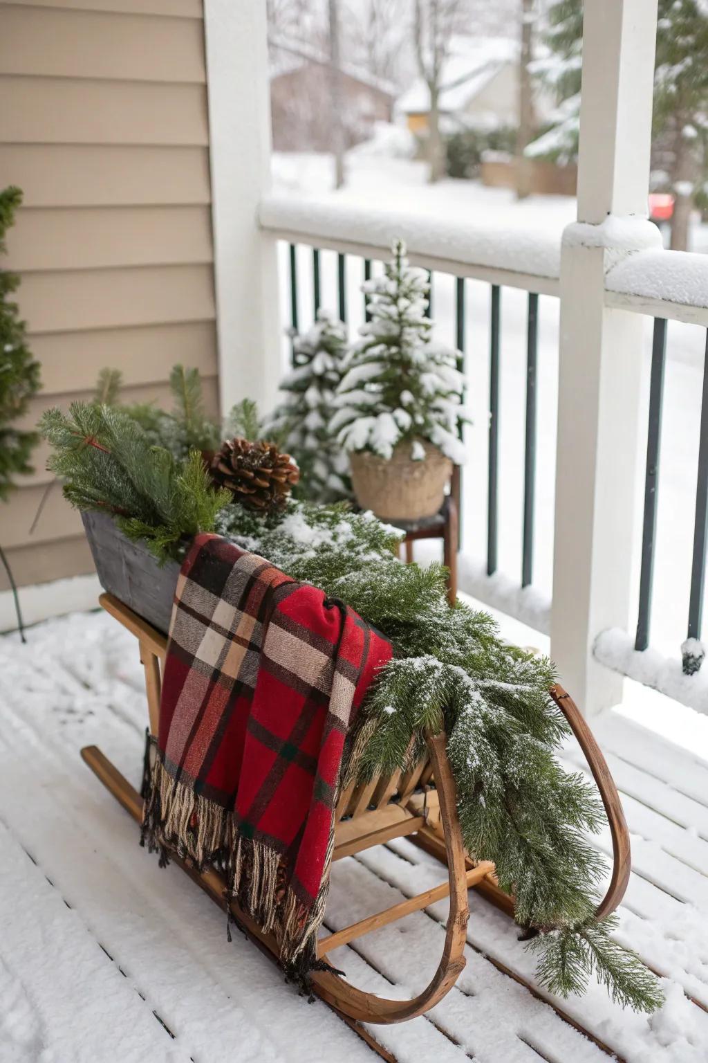 Plaid and pine create a cozy, classic winter look.