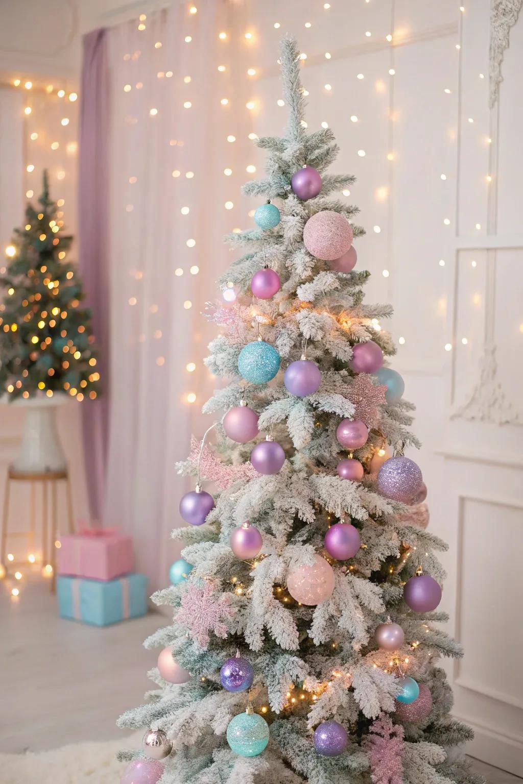 Transform your tree into a pastel wonderland for a dreamy escape.