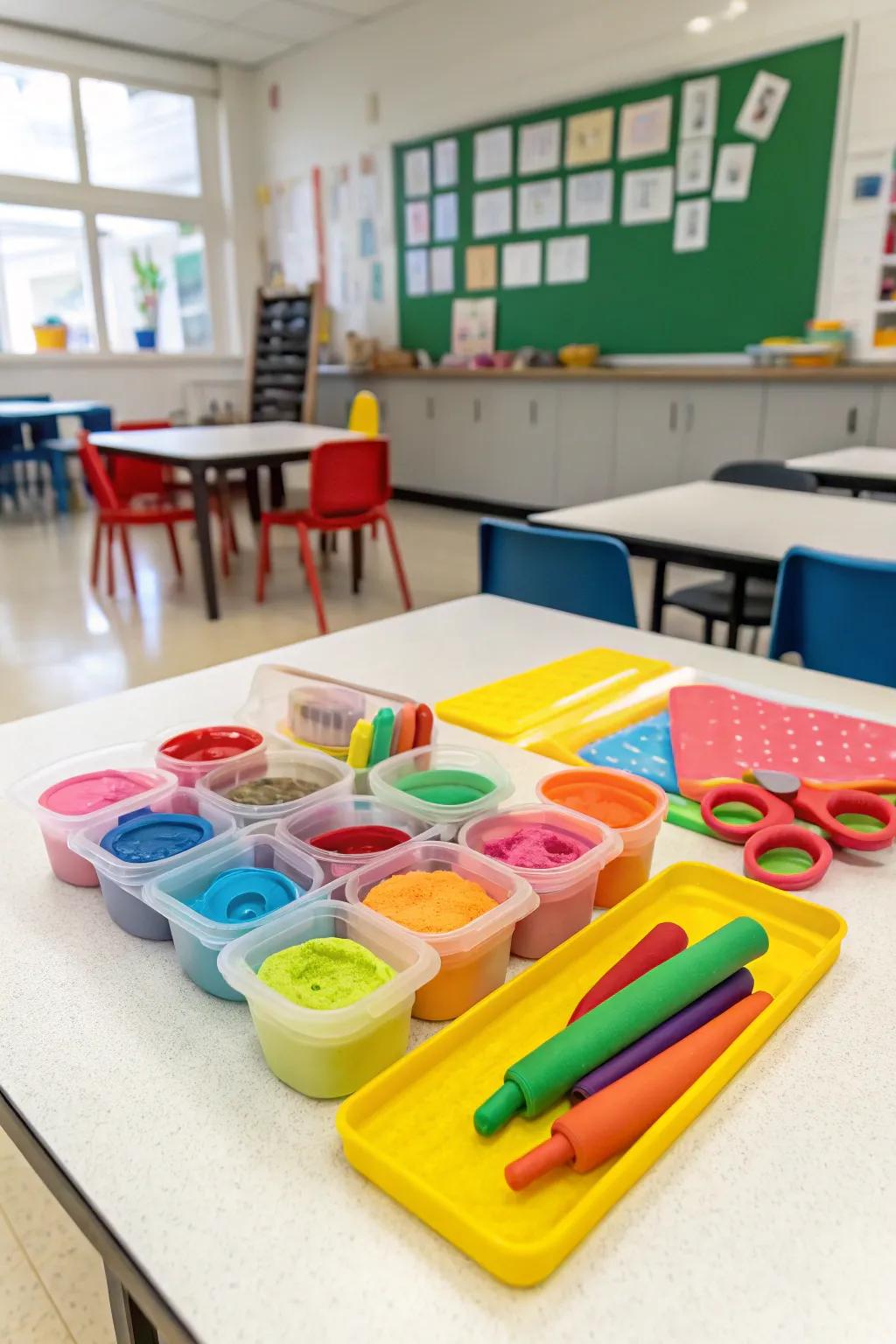 Homemade playdough kits for imaginative play.