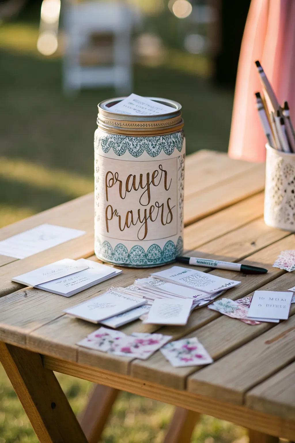 Invite guests to contribute to a prayer jar.