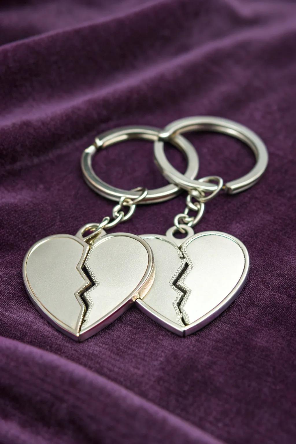 Heart keychain sets: timeless symbols of love.