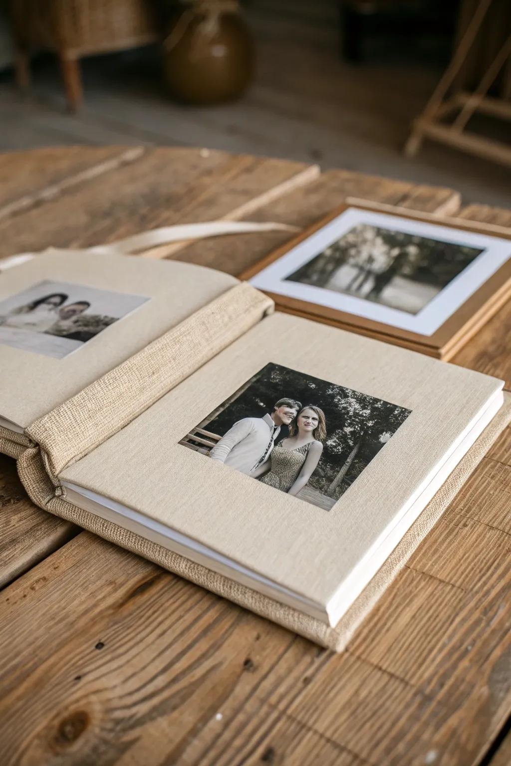 Embrace the beauty of simplicity with a minimalist photo album that tells your love story without distractions.