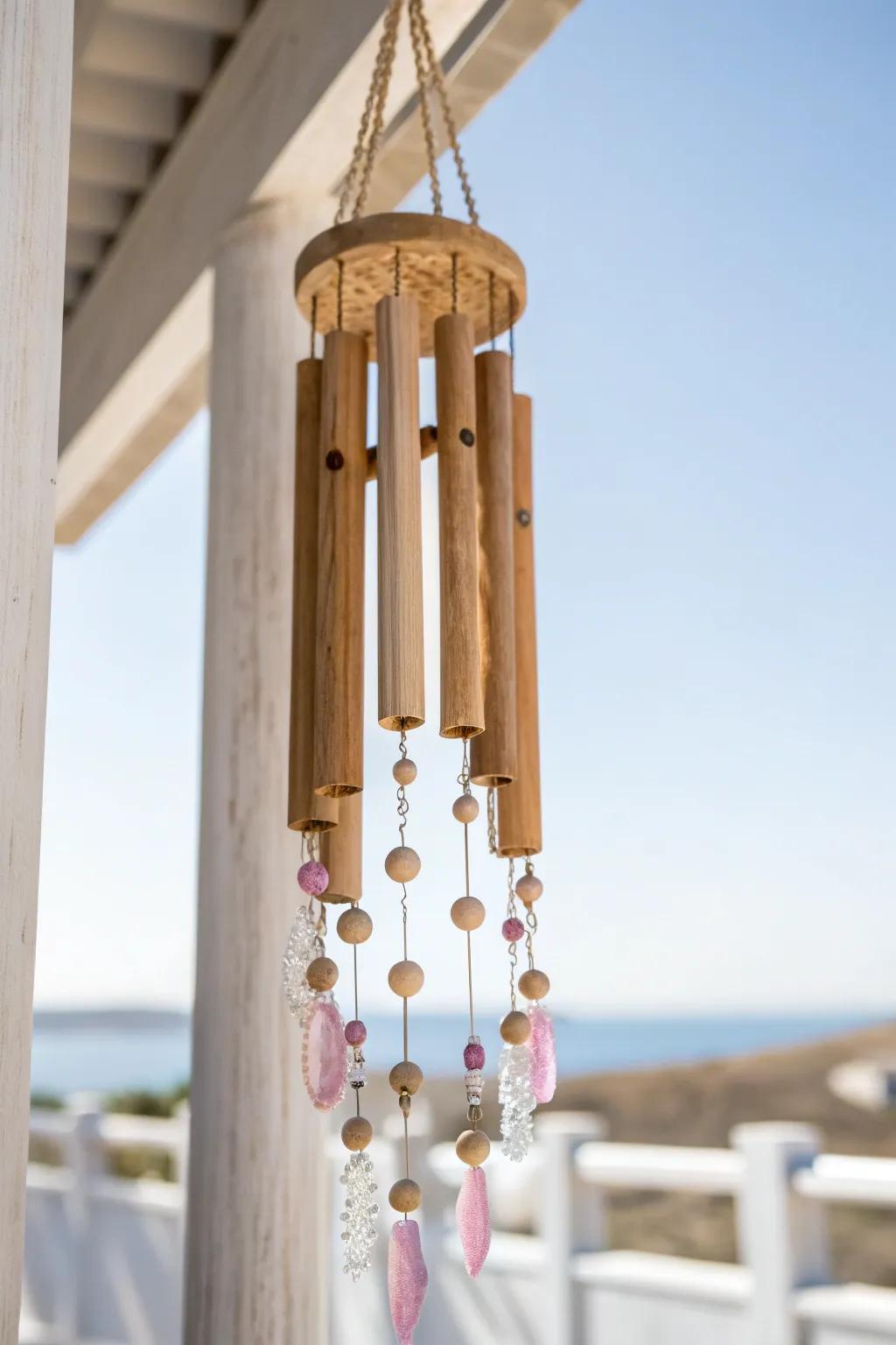 Embrace tranquility with handcrafted stick wind chimes, where nature's elegance meets melodic charm.