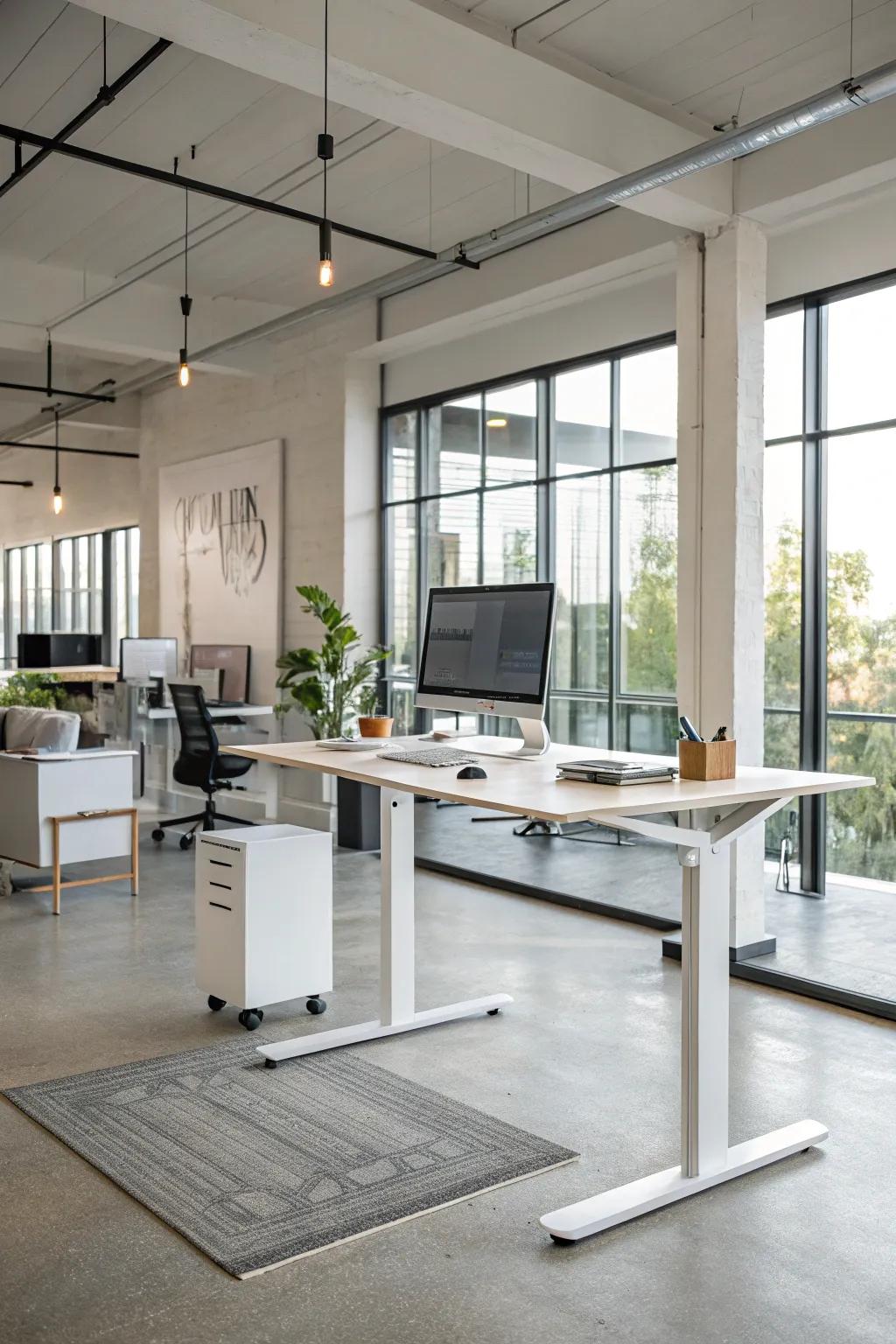 A standing desk promotes a healthy and active work routine.