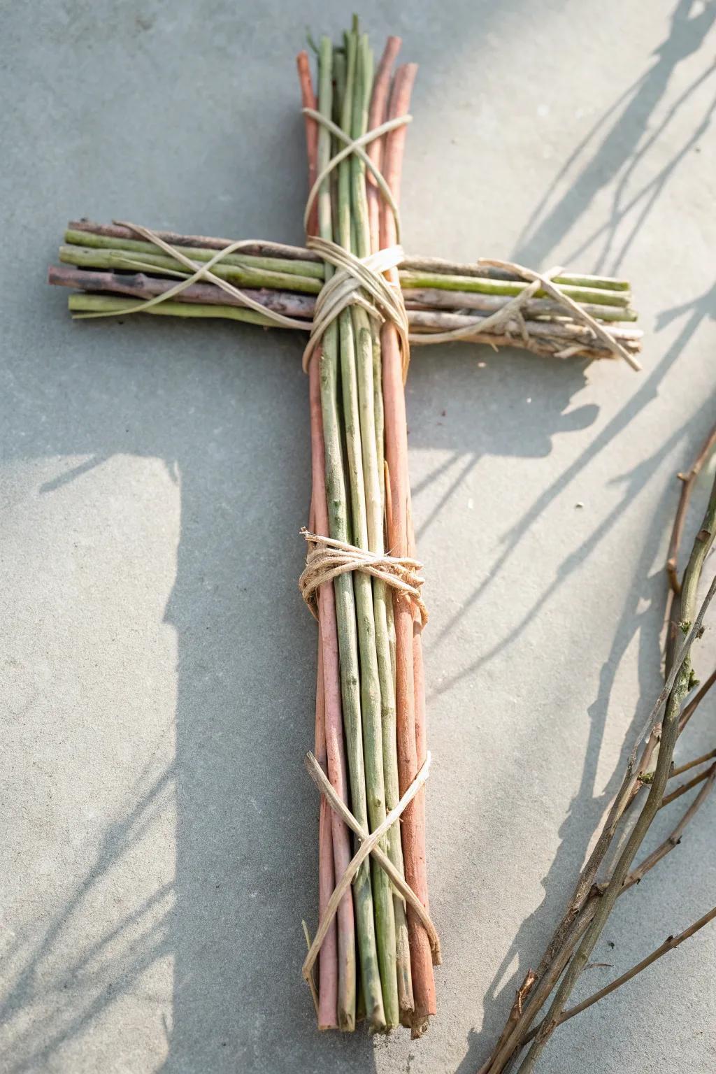 Embrace natural beauty with this stunning twig cross craft, where simplicity meets elegance.