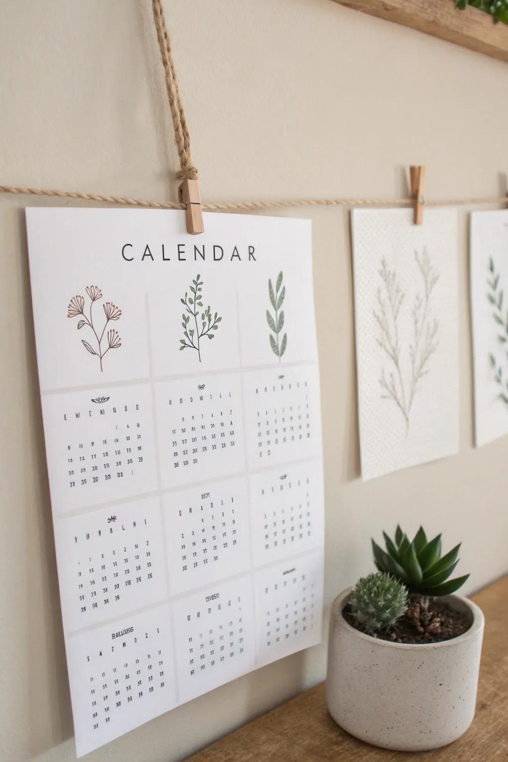 Stay on schedule and inspire your green thumb with this elegant gardening tips calendar—where minimalism meets nature.
