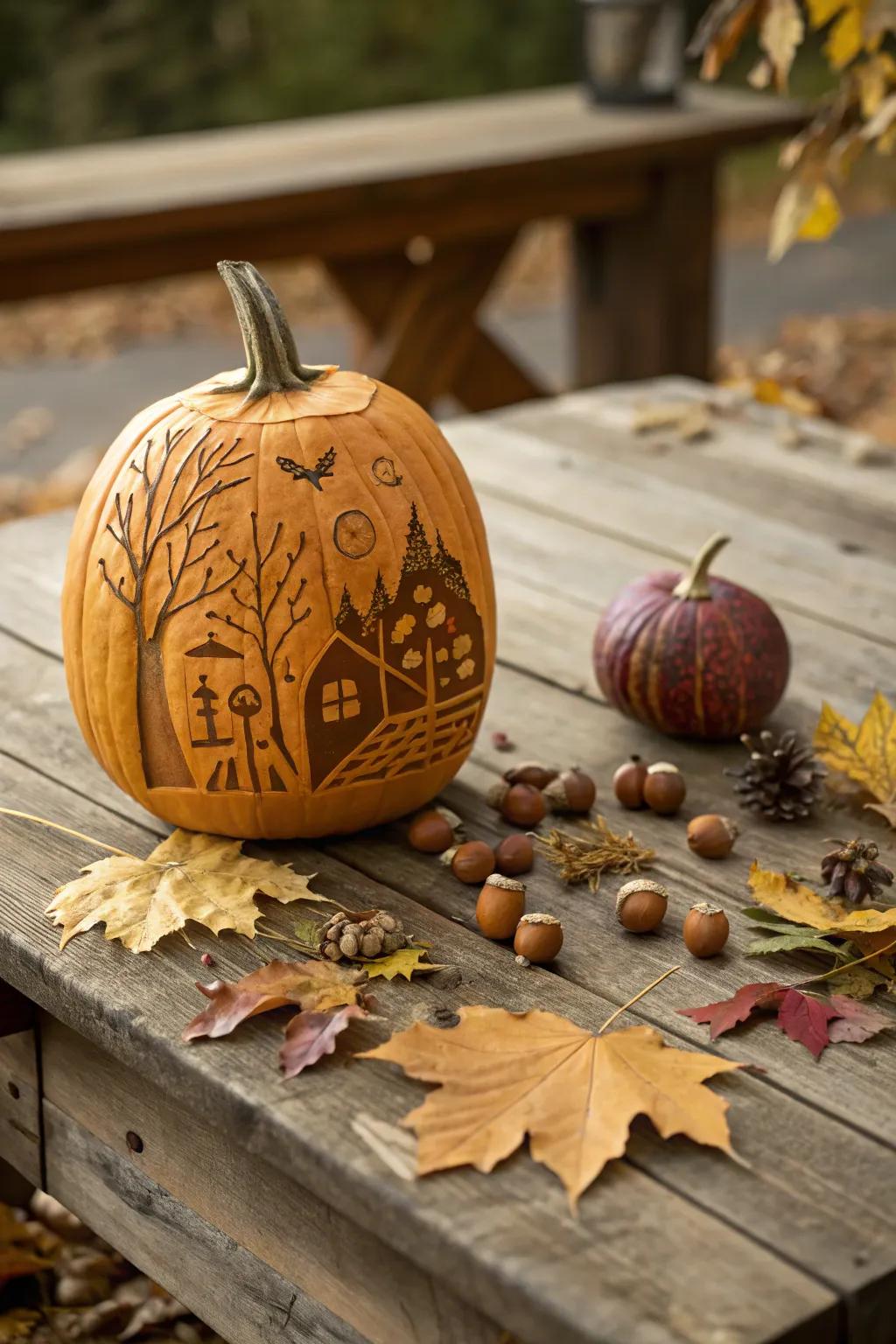 A harvest-themed pumpkin perfect for Thanksgiving.