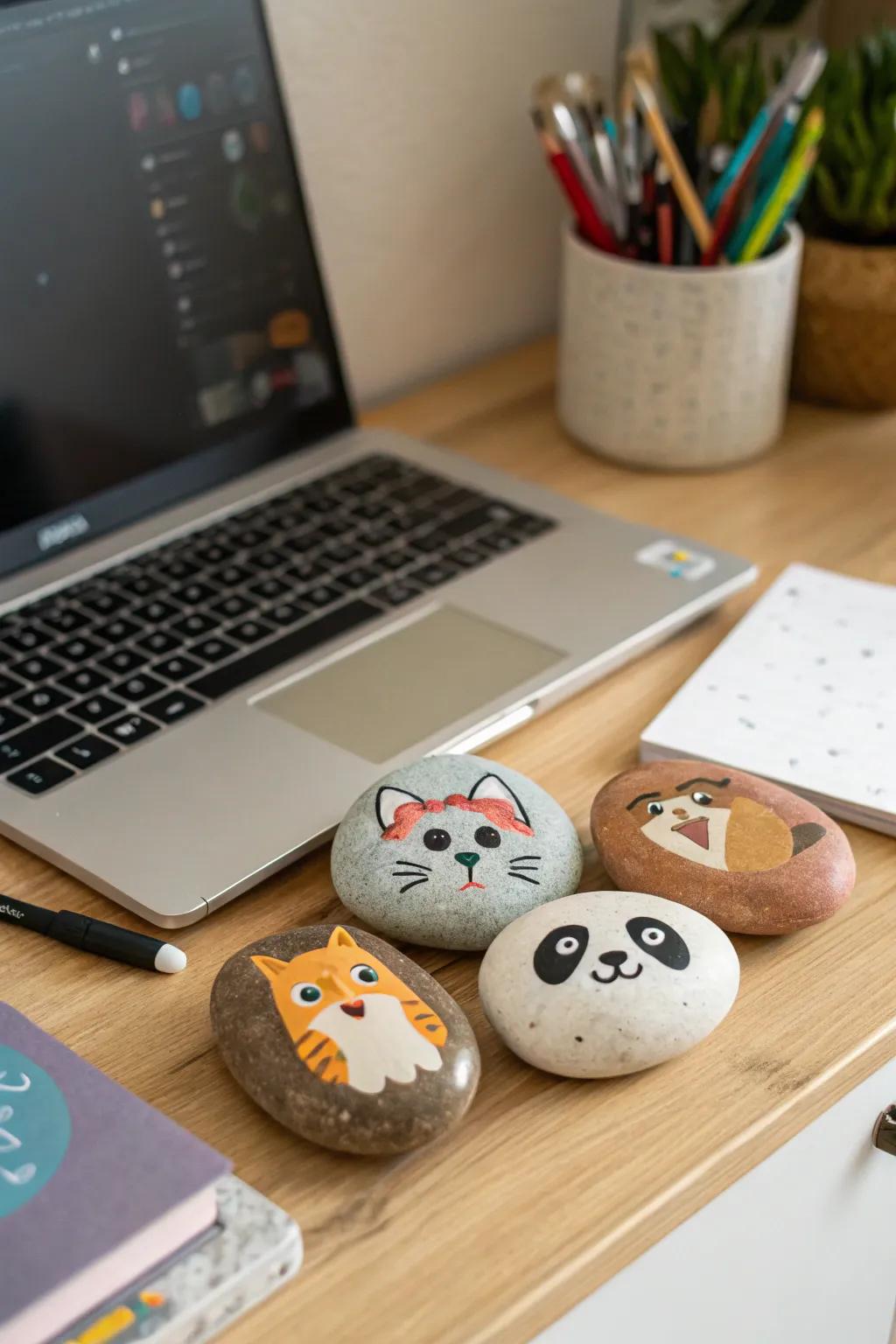 Personalize your space with cute pet rocks.