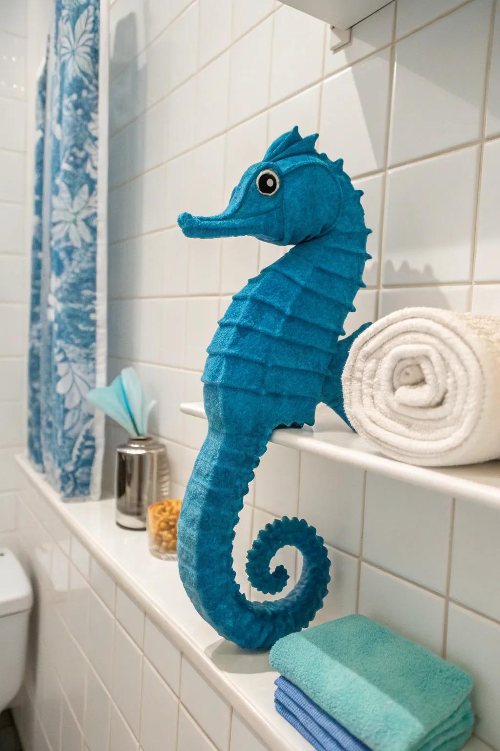 Bring ocean whimsy to your decor with this seahorse plush.