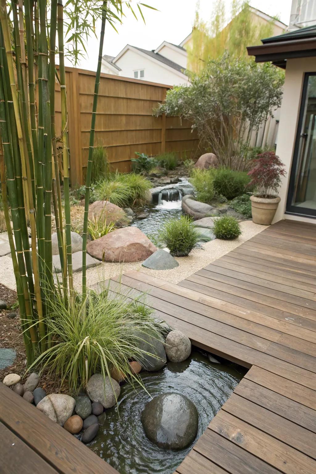 Zen gardens provide peace and tranquility.