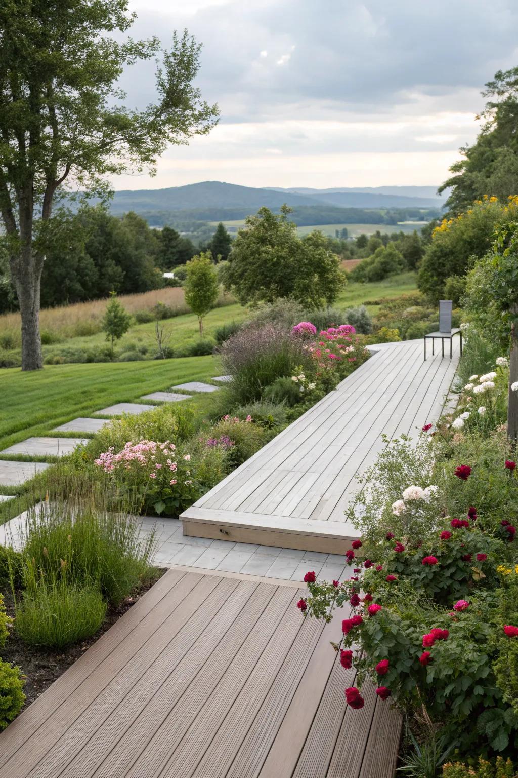 Transition boards subtly define spaces on your deck.