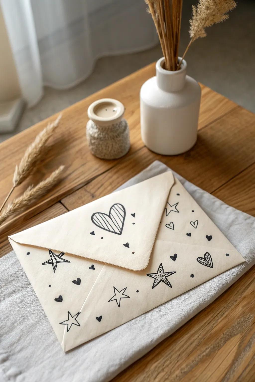 Elevate your correspondence with charming doodles—where simple meets stunning.