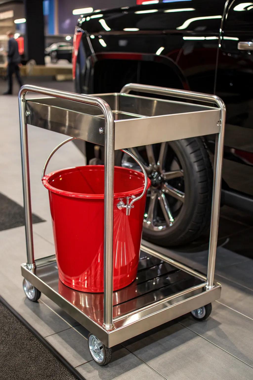 Elevate your detailing game with a precision-crafted cart featuring a secure bucket holder. Perfect organization meets superior craftsmanship.