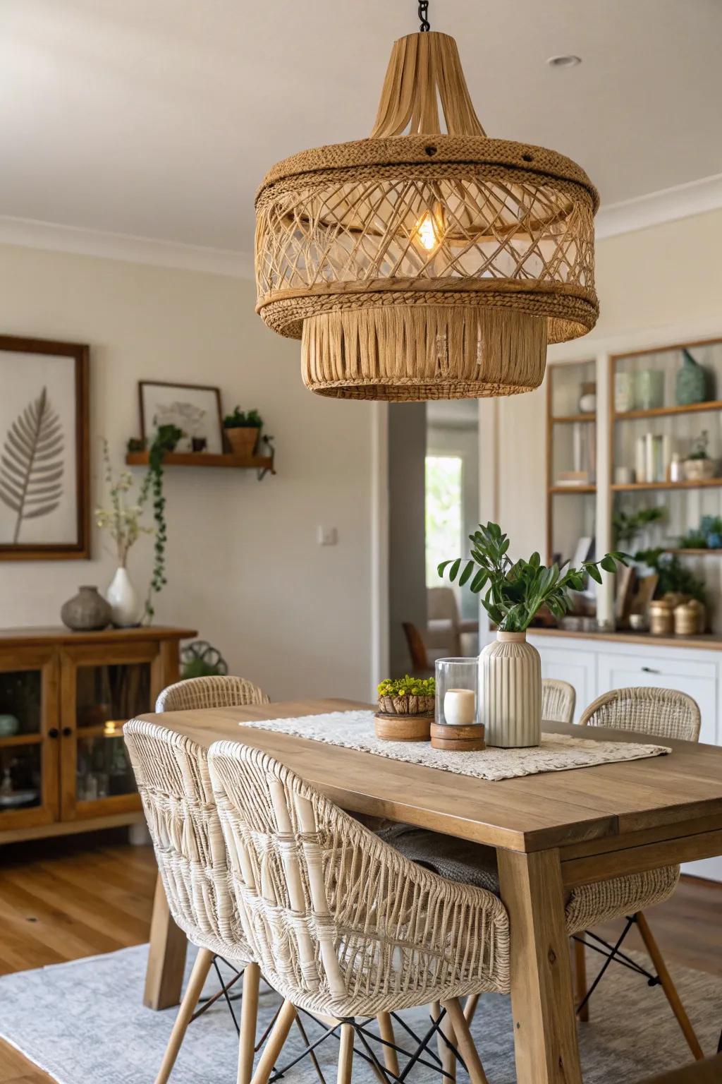 Boho lighting adds a relaxed and eclectic touch.