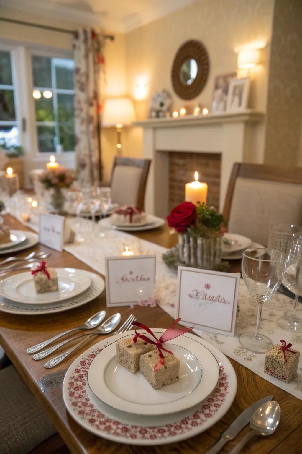 Make your guests feel cherished with personalized place settings that add a special touch.