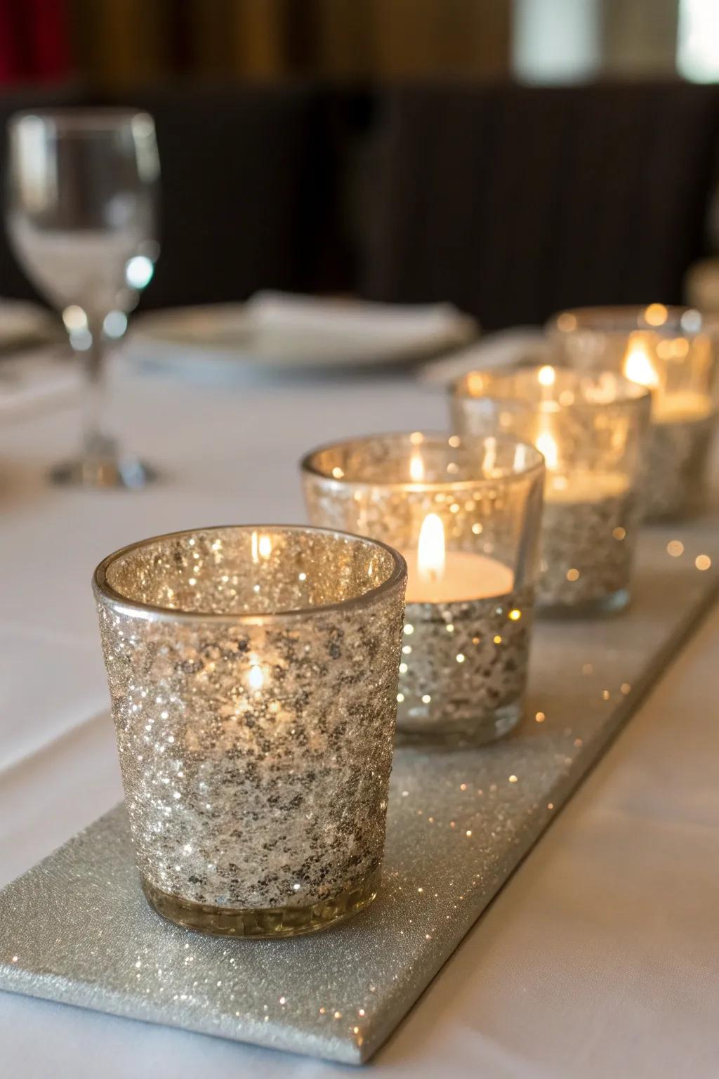 Add a touch of glamour with decorative tealight holders.