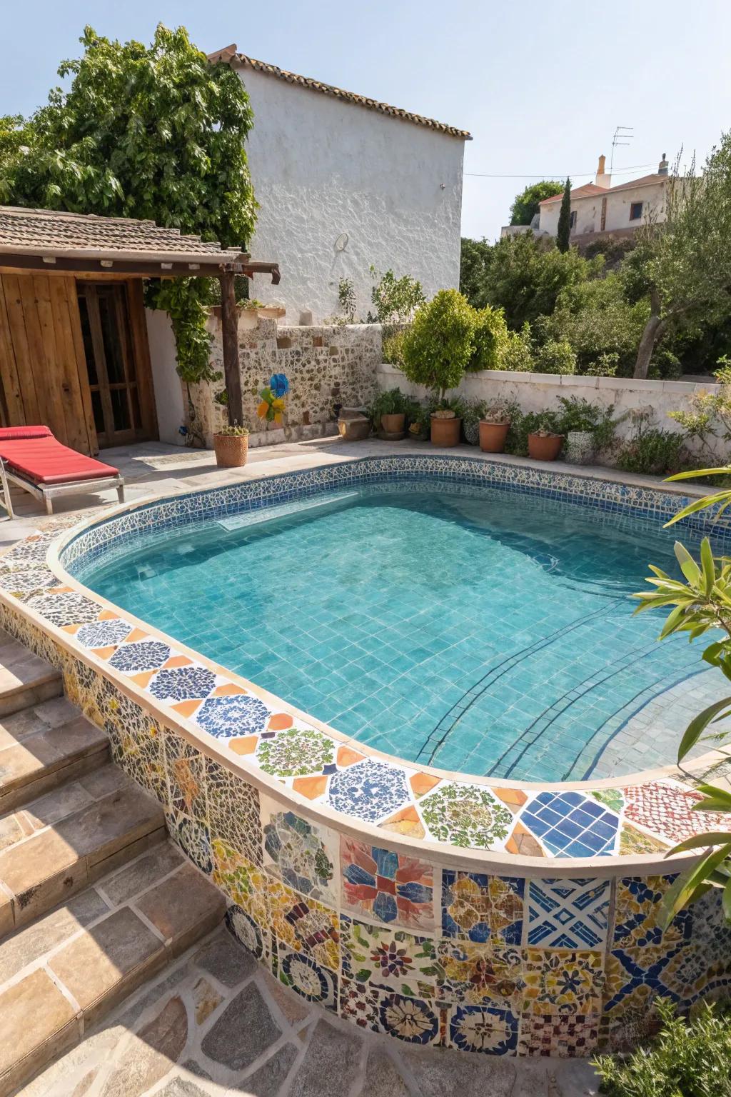 Framing your pool with tiles adds a touch of elegance and color.