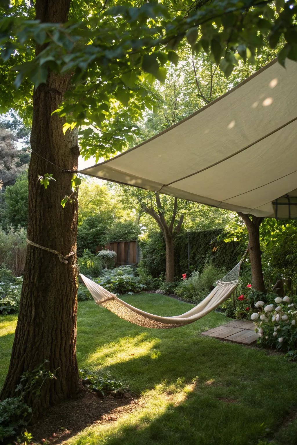 Stay cool under a protective shade sail.