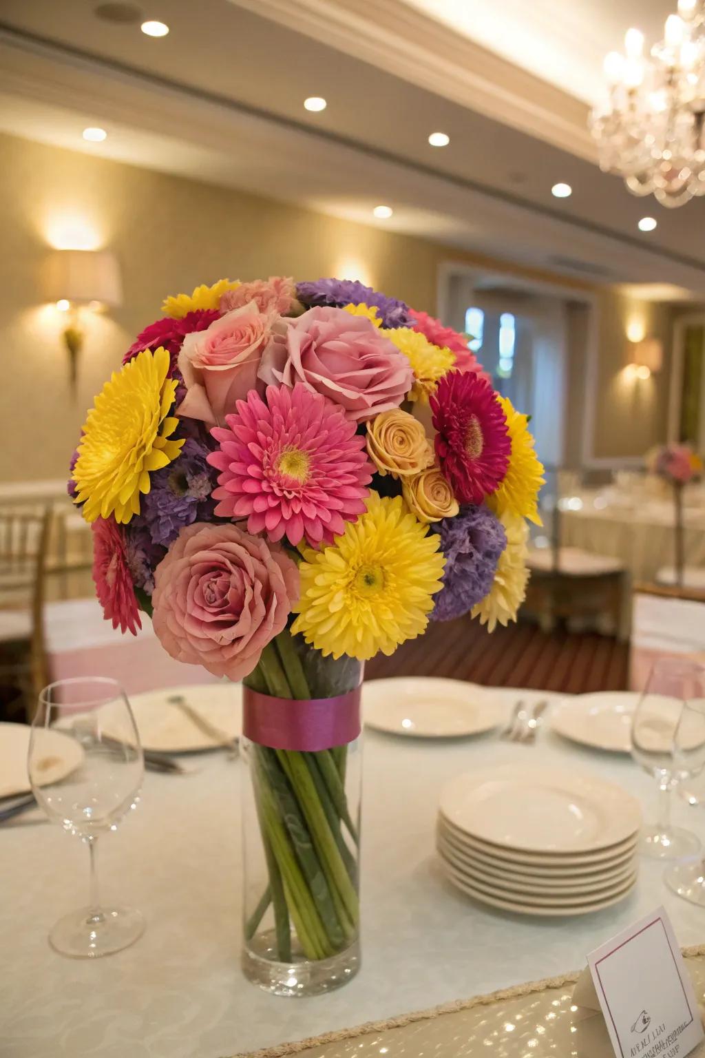 Whimsical paper flower bouquet centerpiece