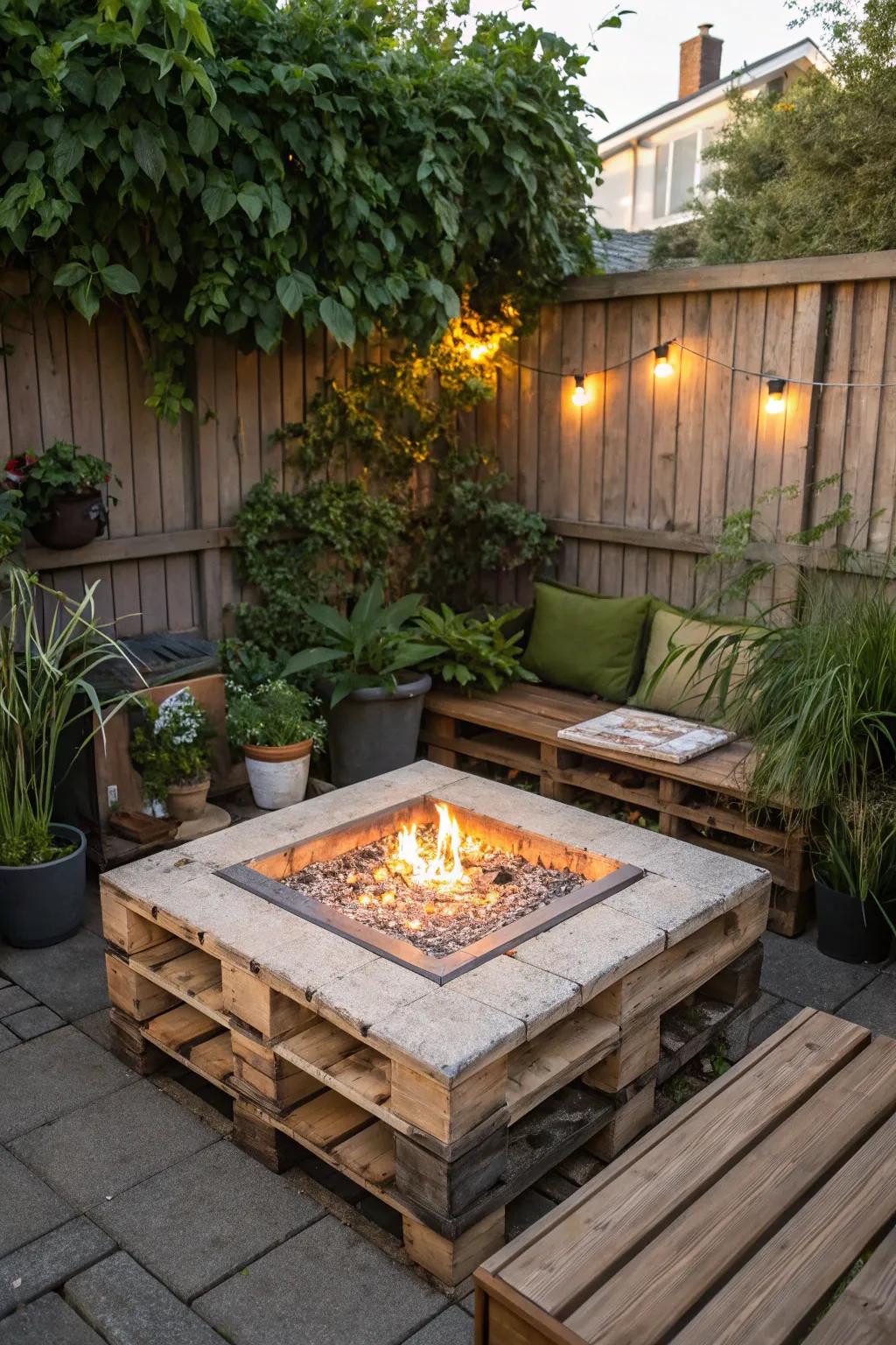 Craft a rustic fire table with pallet wood.