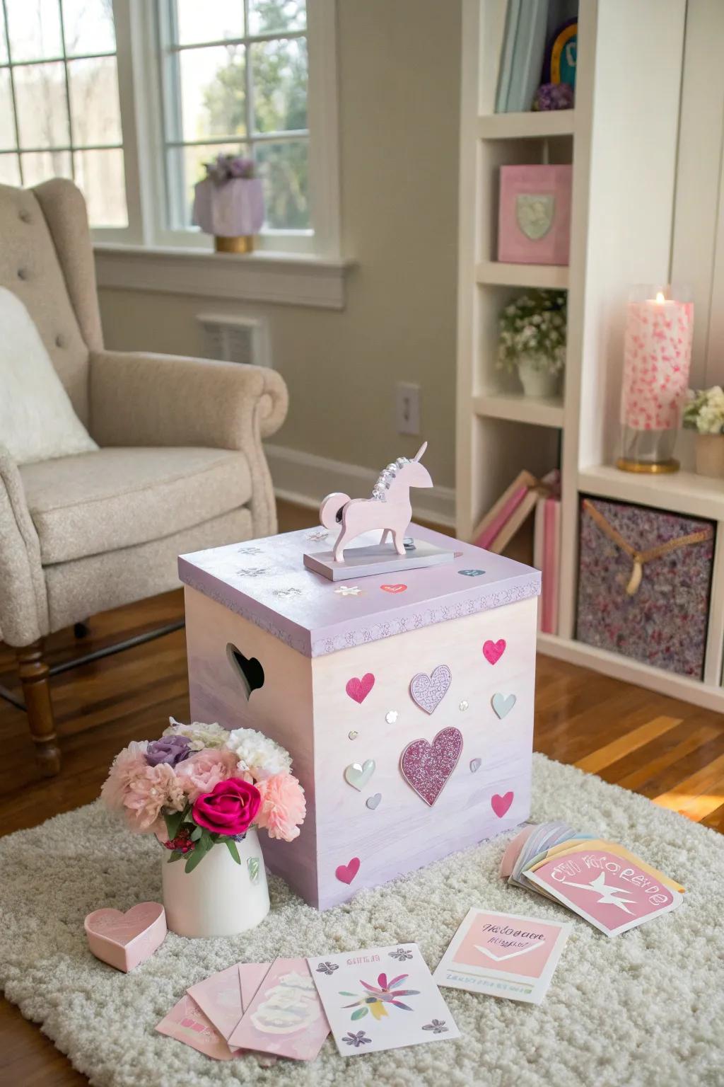 A pastel unicorn box ready to capture hearts.