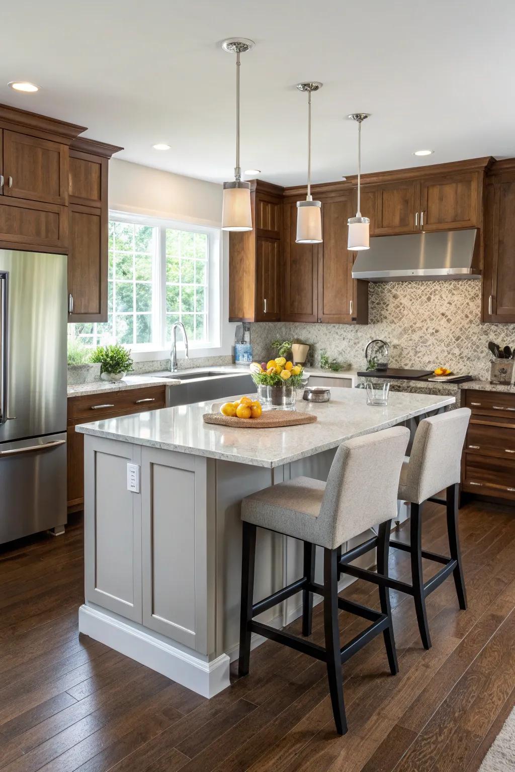 A kitchen island can enhance both functionality and social space.