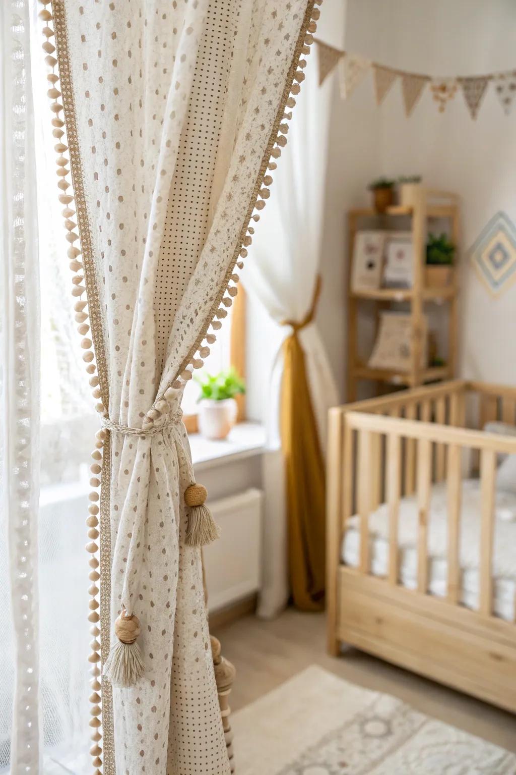 Add a touch of warmth and style with handmade curtains for your nursery.