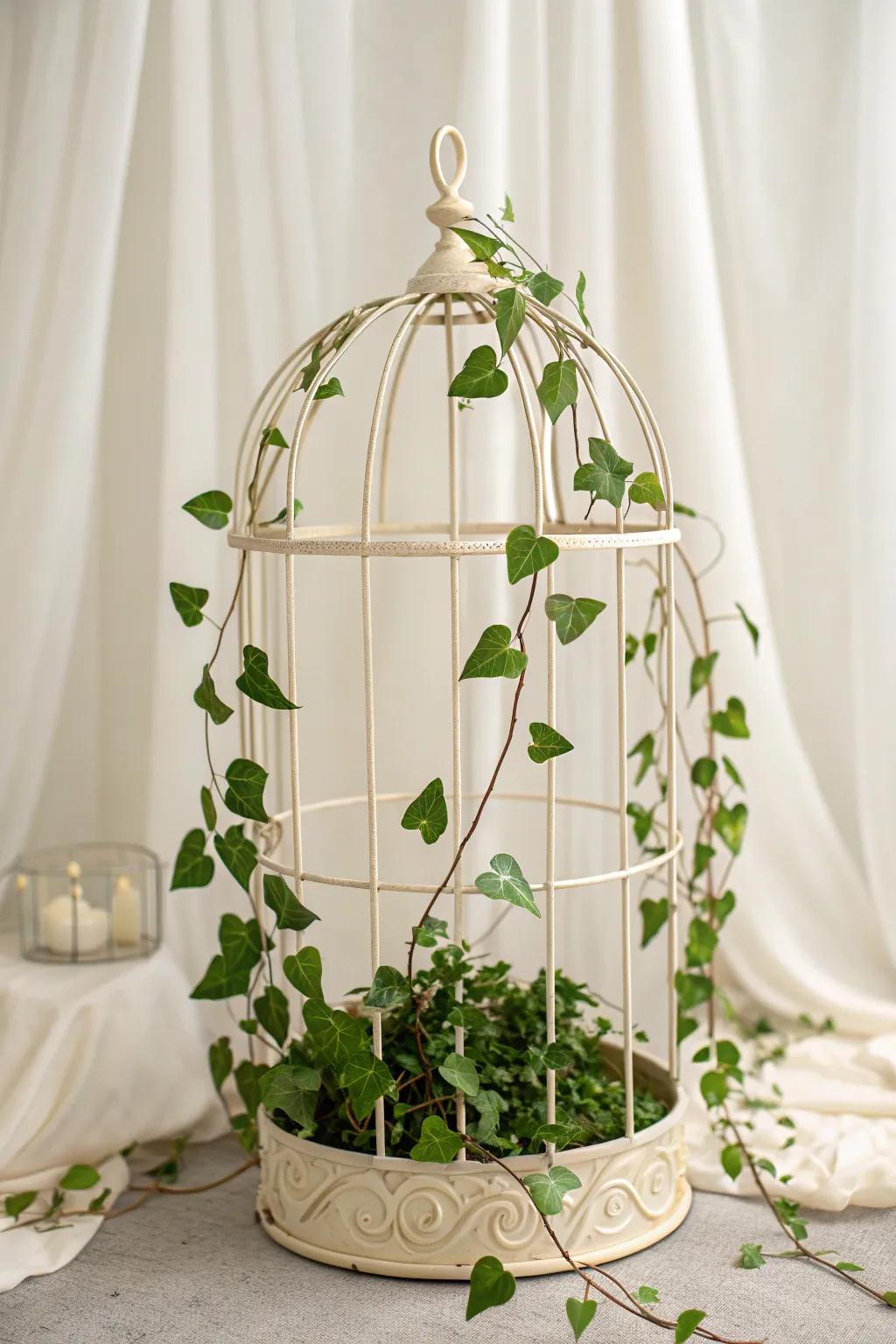 Elevate your plant display with a whimsical birdcage trellis—where craftsmanship meets natural beauty.