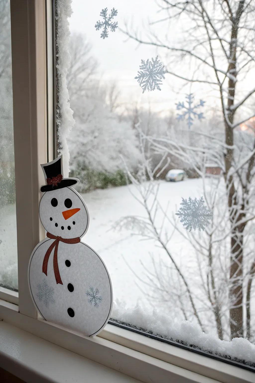 Brighten up your windows with a cheerful snowman cling.