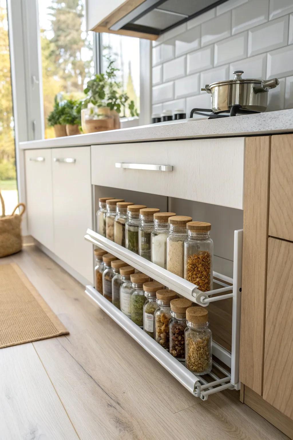 Transform your kitchen effortlessly with this minimalist DIY spice rack solution!