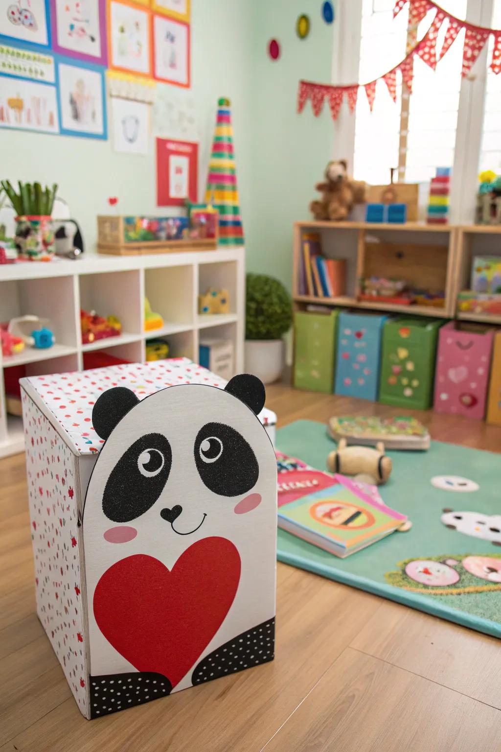 A delightful panda Valentine box that's perfect for kids.